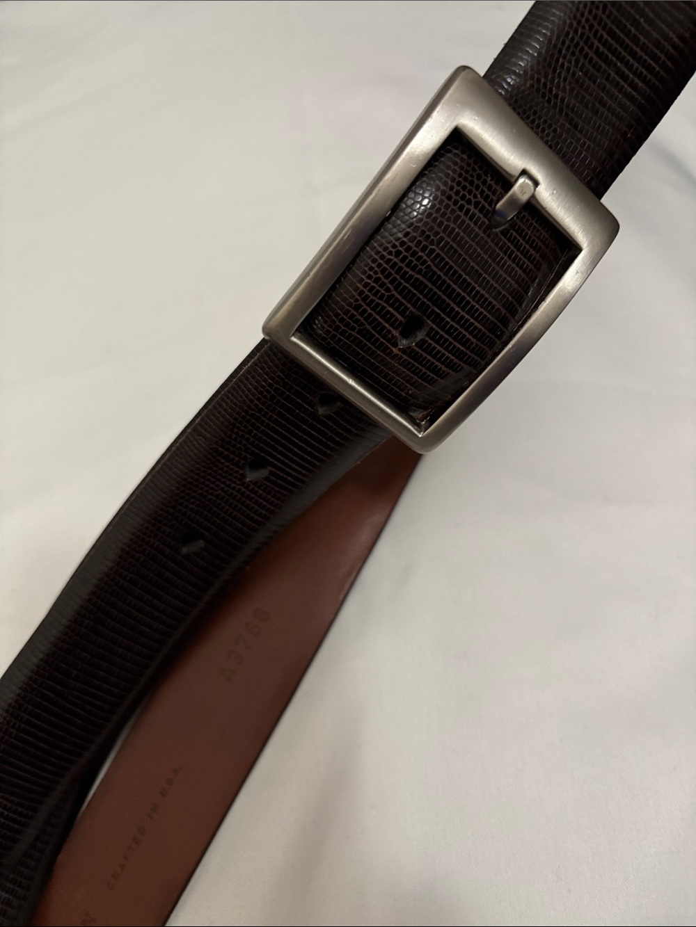 Cole Haan Brown Leather Brass Buckle Belt Sz 36 Style A3788 Men’s